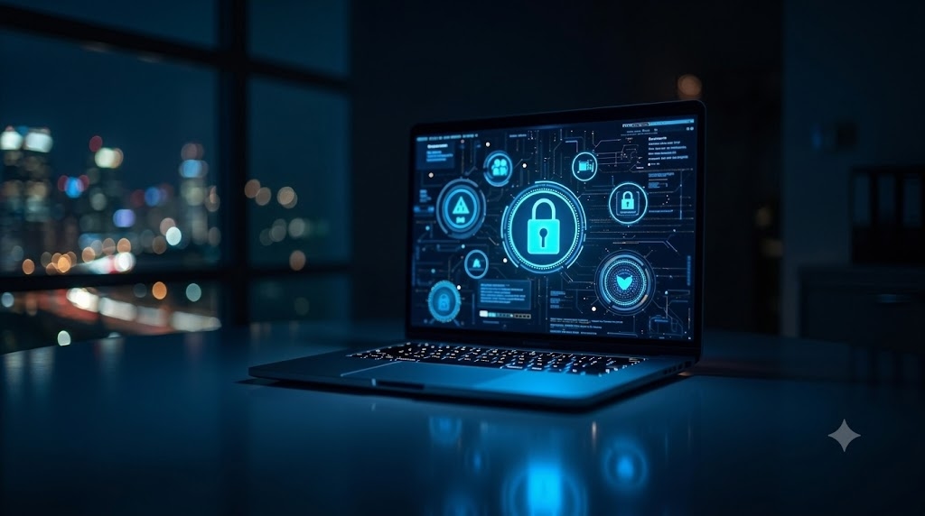 Notebook exibindo uma camada digital de segurança e tokenização